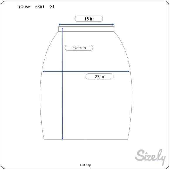 Trouve Black Midi Skirt Ruched Front Faux Zipper Slight Hi Low Size XL - Picture 8 of 8